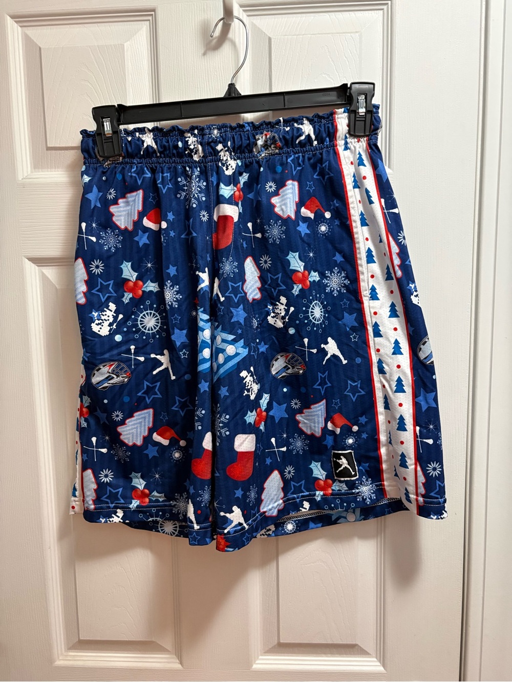 Men's Athletic Shorts - Navy Holiday Print